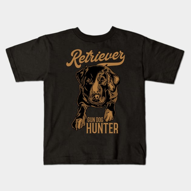 RETRIVER GUN DOG Kids T-Shirt by beanbeardy